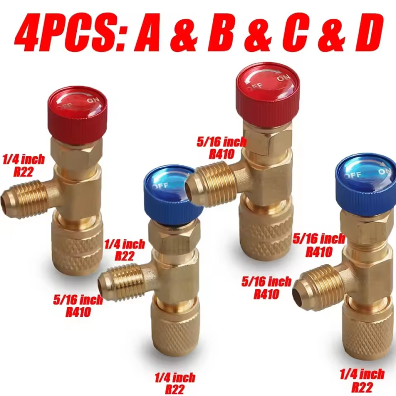 Ръчен предпазен клапан за хладилен агент с антифриз R410A/R22 с двойна употреба, херметичен конектор за пълнене с флуорен хладилен агент за добавяне на флуор
