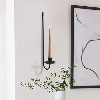 raktáron kovácsoltvas gyertyatartó falra akasztható kovácsoltvas L alakú fekete gyertyatartó hangulatdekoráció minimalista stílusú gyertyatartó