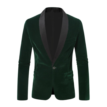 2025 Трансграничен Нов Ежедневен Тънък Кадифен Мъжки Костюм бизнес Рокля Сако Зелена Плодова Яка