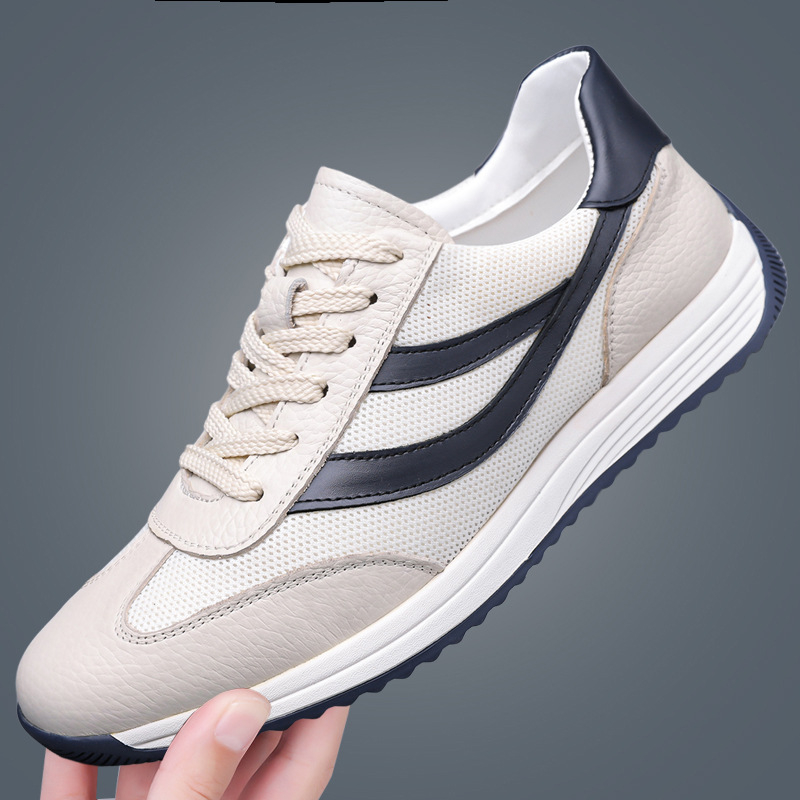 Pantofi sport pentru bărbați, din piele naturală, cu șireturi, de primăvară și vară, respirabili, cu mușchi țesut, pentru primăvară și vară 2025, toamnă și vară, noi, 3581