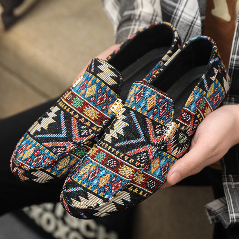 Tavaszi és nyári sapkás cipők férfiaknak, koreai stílusú cipők, férfi hétköznapi cipők, bebújós papucsok, férfi lusta cipők, régi pekingi szövetcipők