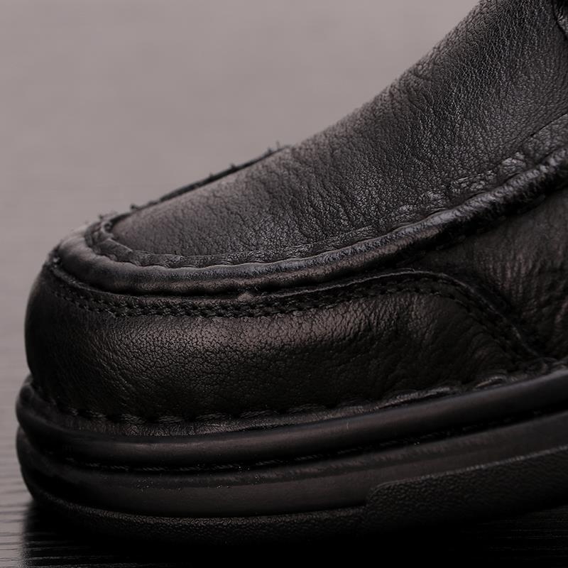 Őszi Valódi Bőr Retro Puha Talpú Férfi Cipők Brit Sokoldalú Hétköznapi Bőr Cipők Teljes Marhabőr Lélegző Csúszásgátló Fűzős Cipők