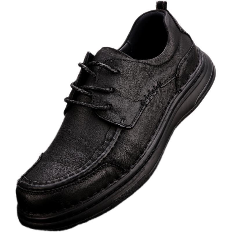 Őszi Valódi Bőr Retro Puha Talpú Férfi Cipők Brit Sokoldalú Hétköznapi Bőr Cipők Teljes Marhabőr Lélegző Csúszásgátló Fűzős Cipők