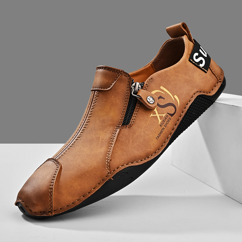 2024 Élő közvetítés Nagy méretű férfi cipők Export Kültéri Alkalmi Cipők Lapos Cipők Lusta Cipők Alacsony Szárú Lélegző Férfi Bőr Cipő Kényelmes