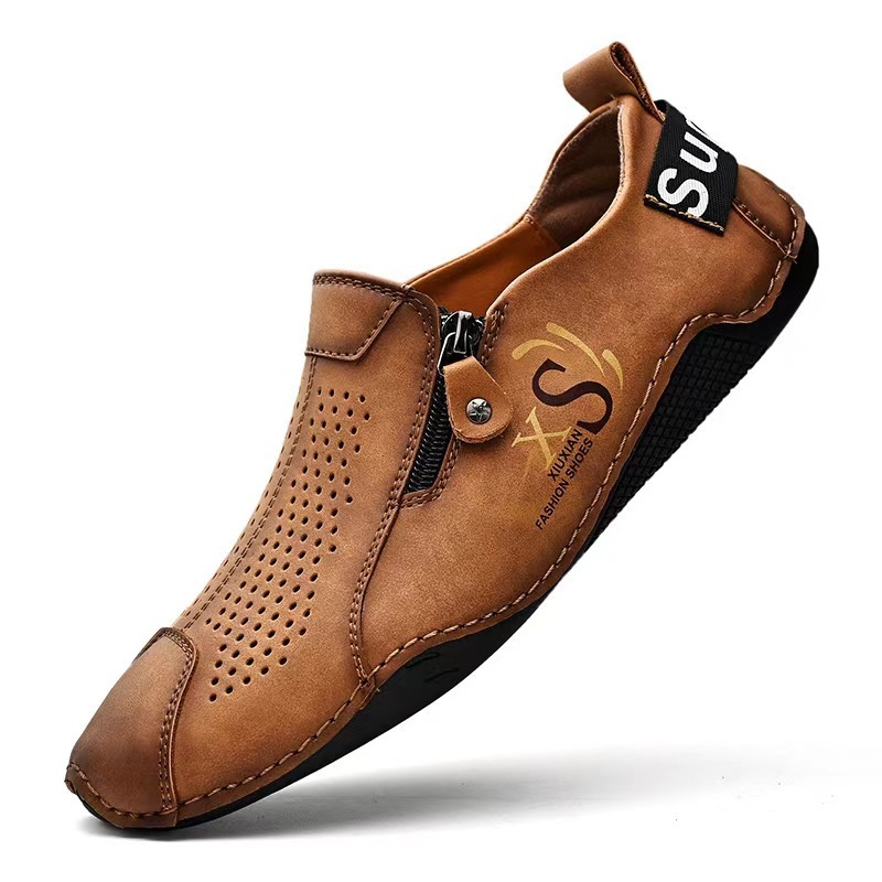 2024 Élő közvetítés Nagy méretű férfi cipők Export Kültéri Alkalmi Cipők Lapos Cipők Lusta Cipők Alacsony Szárú Lélegző Férfi Bőr Cipő Kényelmes