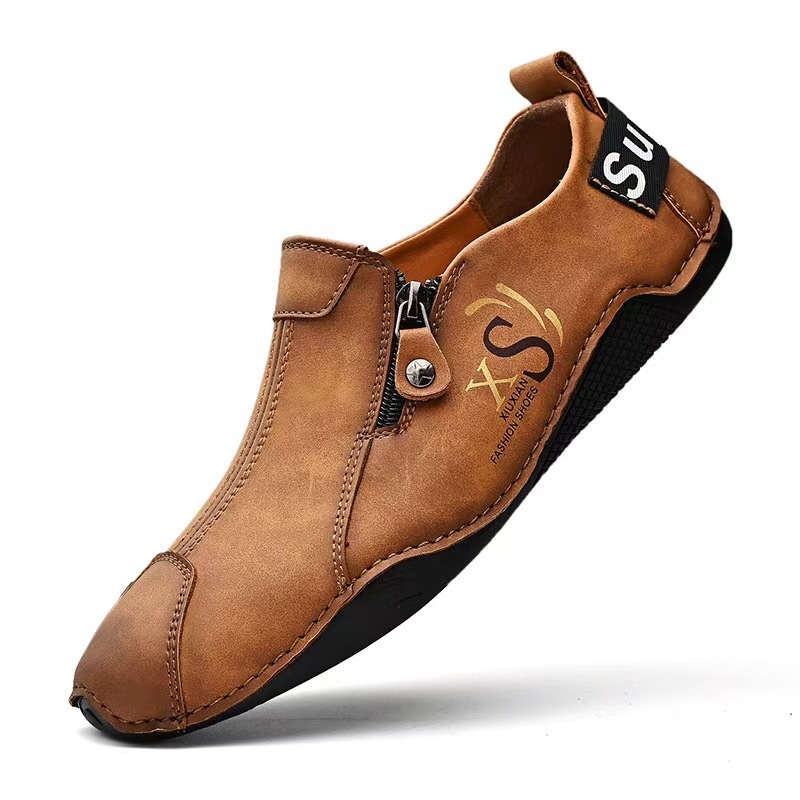 2024 Élő közvetítés Nagy méretű férfi cipők Export Kültéri Alkalmi Cipők Lapos Cipők Lusta Cipők Alacsony Szárú Lélegző Férfi Bőr Cipő Kényelmes