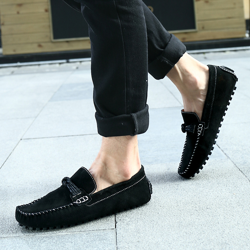 Határokon átnyúló Amazon robbanások tavaszi és nyári új, kézzel készített bőr varrású férfi alkalmi vezetési bebújós borsócipő