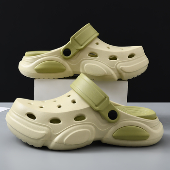 Νέα ανδρικά παπούτσια με τρύπες, καλοκαιρινά, αντιολισθητικά, ανθεκτικά στη φθορά, παντόφλες θαλάσσης Baotou με παχύ πάτο, ενισχυμένο, αντιοσμητικό, αναπνεύσιμο