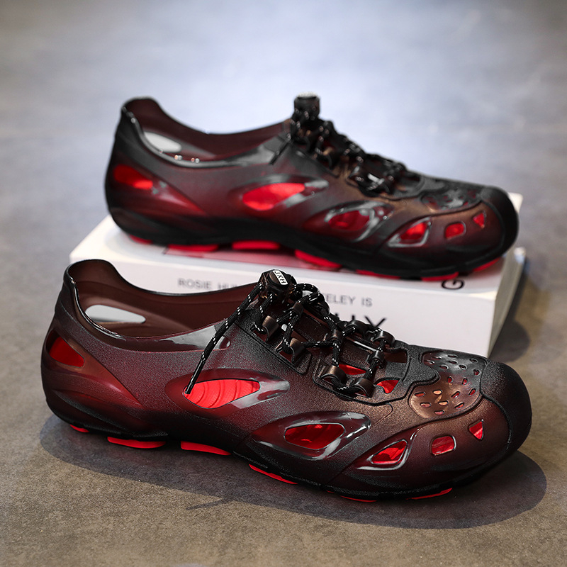 Férfi szandálok, új, divatos, hétköznapi, nyári külső viselet, csúszásgátló hálós horgászpapucs, férfi gázlócipő, strandcipő