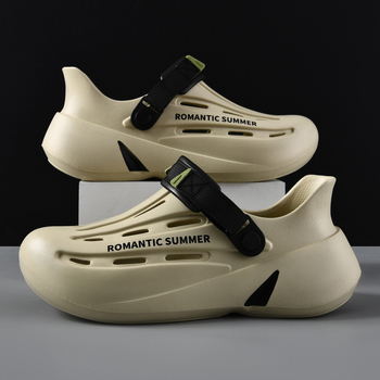 Férfi nyári Eva csúszásgátló vezetői klumpa, kültéri, lélegző, kopásálló, magasságnövelő, zárt orrú strandszandál