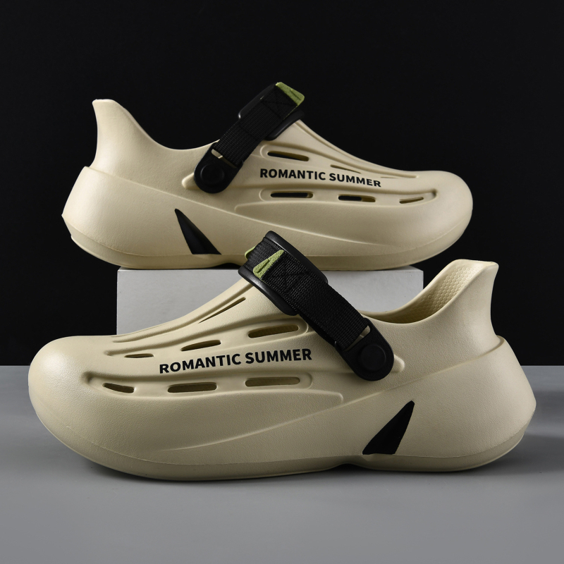 Férfi nyári Eva csúszásgátló vezetői klumpa, kültéri, lélegző, kopásálló, magasságnövelő, zárt orrú strandszandál