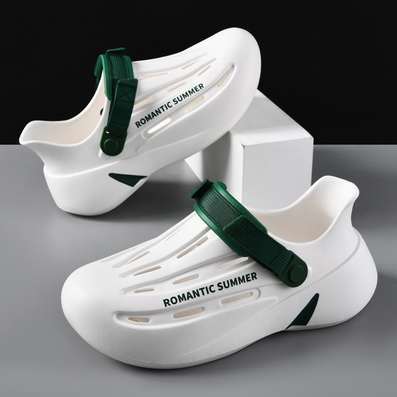 Férfi nyári Eva csúszásgátló vezetői klumpa, kültéri, lélegző, kopásálló, magasságnövelő, zárt orrú strandszandál