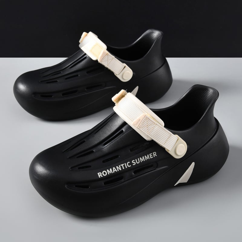 Férfi nyári Eva csúszásgátló vezetői klumpa, kültéri, lélegző, kopásálló, magasságnövelő, zárt orrú strandszandál