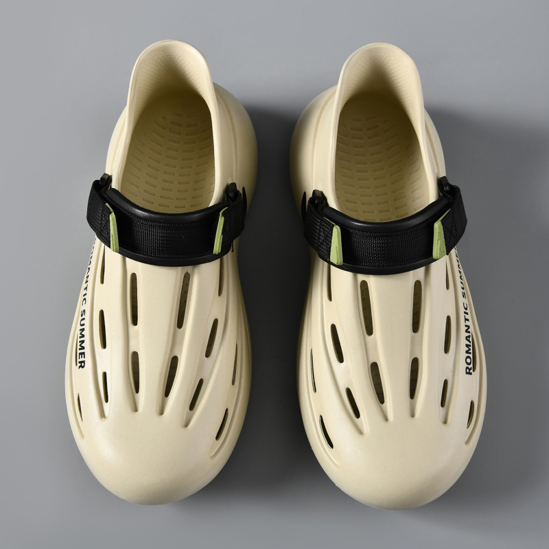 Férfi nyári Eva csúszásgátló vezetői klumpa, kültéri, lélegző, kopásálló, magasságnövelő, zárt orrú strandszandál