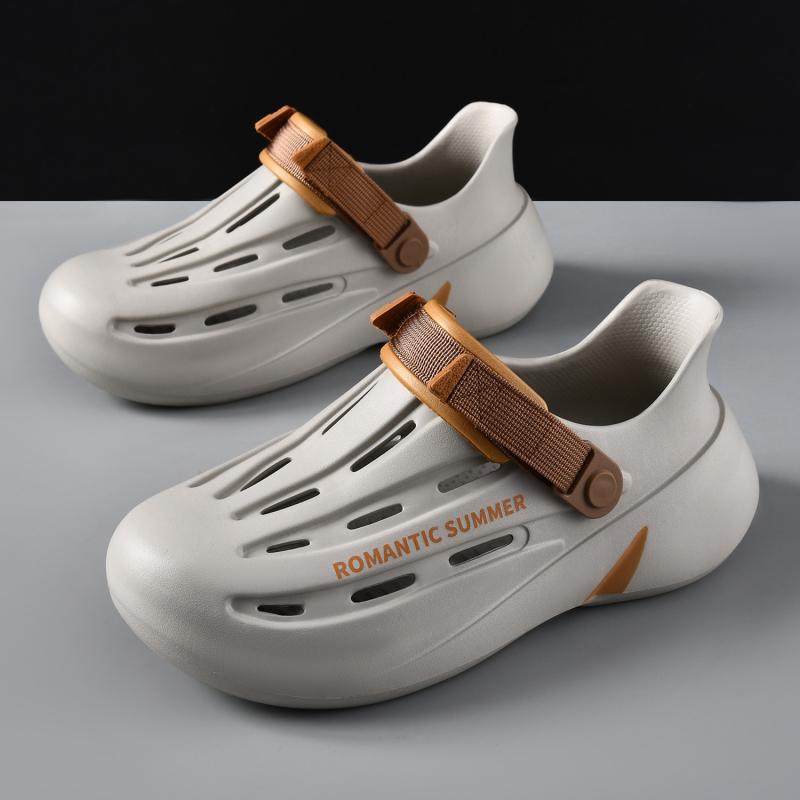 Férfi nyári Eva csúszásgátló vezetői klumpa, kültéri, lélegző, kopásálló, magasságnövelő, zárt orrú strandszandál