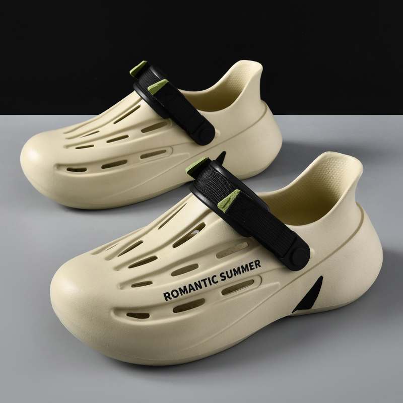 Férfi nyári Eva csúszásgátló vezetői klumpa, kültéri, lélegző, kopásálló, magasságnövelő, zárt orrú strandszandál