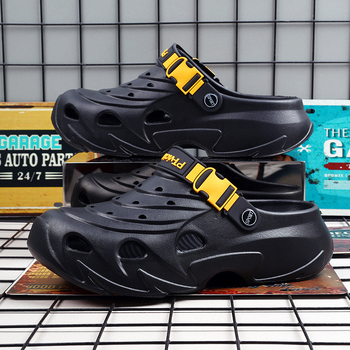 2025 Új Férfi Klumpa Zárt Orrú Vastag Talpú Csúszásmentes Strandcipő Férfi Papucsok Otthoni és Kültéri Kettős Viseletre Trendi