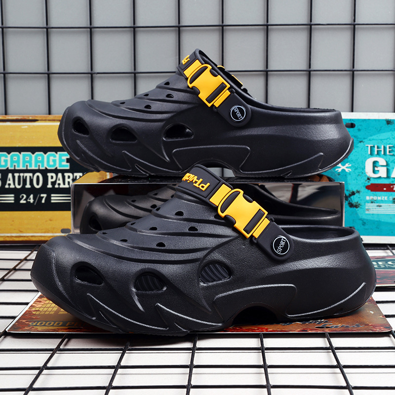 2025 Új Férfi Klumpa Zárt Orrú Vastag Talpú Csúszásmentes Strandcipő Férfi Papucsok Otthoni és Kültéri Kettős Viseletre Trendi