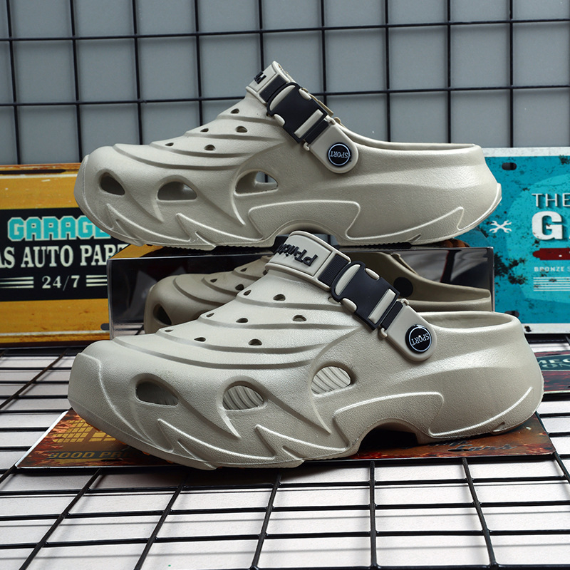 2025 Új Férfi Klumpa Zárt Orrú Vastag Talpú Csúszásmentes Strandcipő Férfi Papucsok Otthoni és Kültéri Kettős Viseletre Trendi