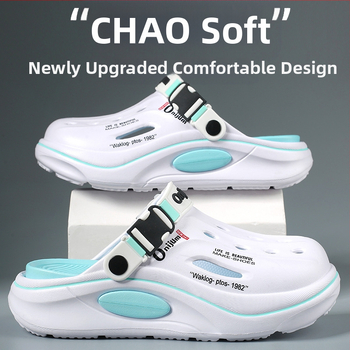 Νέα ανδρικά σανδάλια και παντόφλες, καλοκαιρινά αντιολισθητικά παπούτσια με τρύπες, υπερυψωμένα παπούτσια με χοντρή σόλα για εραστές, μοντέρνα σανδάλια παραλίας