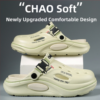 Νέα ανδρικά σανδάλια και παντόφλες, καλοκαιρινά αντιολισθητικά παπούτσια με τρύπες, υπερυψωμένα παπούτσια με χοντρή σόλα για εραστές, μοντέρνα σανδάλια παραλίας