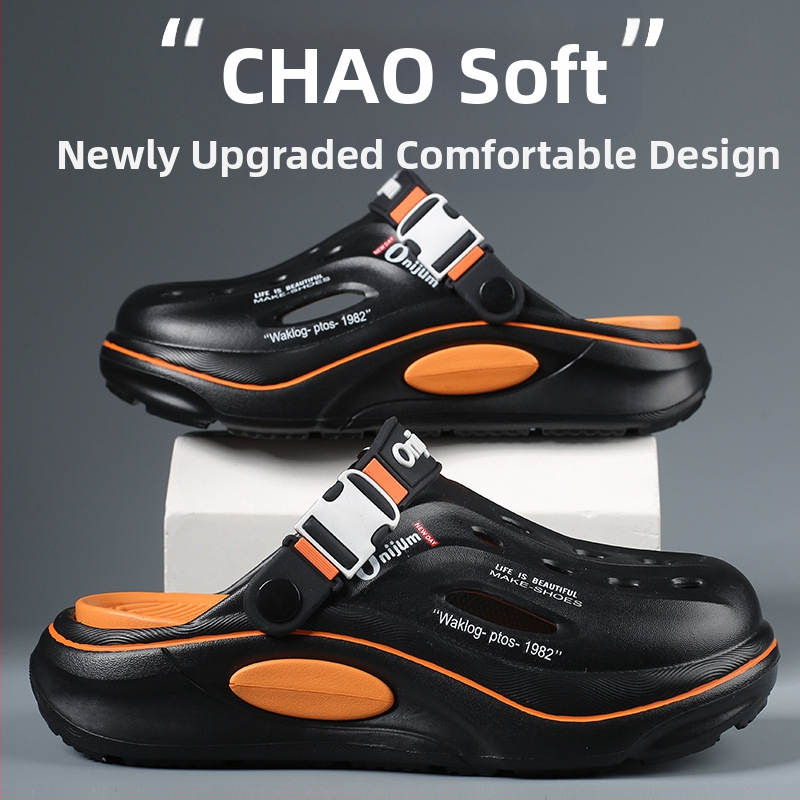 Férfi új szandálok és papucsok nyári csúszásgátló lyukas cipők vastag talpú magasított cipők szerelmeseknek strandszandálok divat