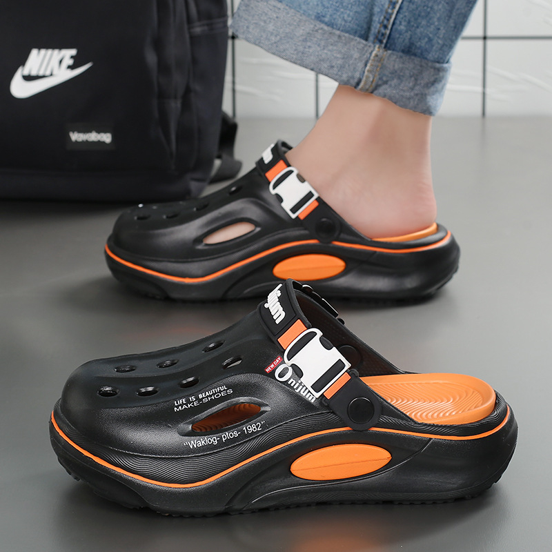 Férfi új szandálok és papucsok nyári csúszásgátló lyukas cipők vastag talpú magasított cipők szerelmeseknek strandszandálok divat