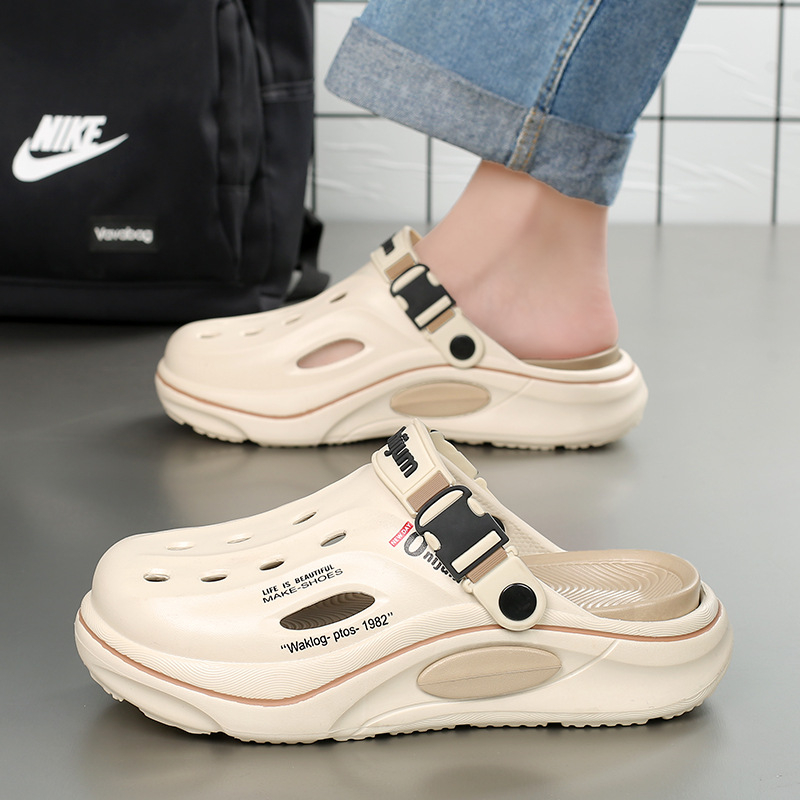 Férfi új szandálok és papucsok nyári csúszásgátló lyukas cipők vastag talpú magasított cipők szerelmeseknek strandszandálok divat