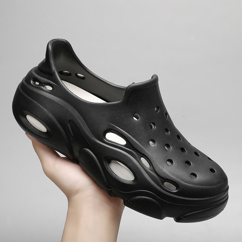 Nyári új férfi Baotou lélegző, alacsony szárú, lyukas cipő, lezser, egyszerű, vastag talpú, lábbeli, strandcipő, egy generációnyi haj