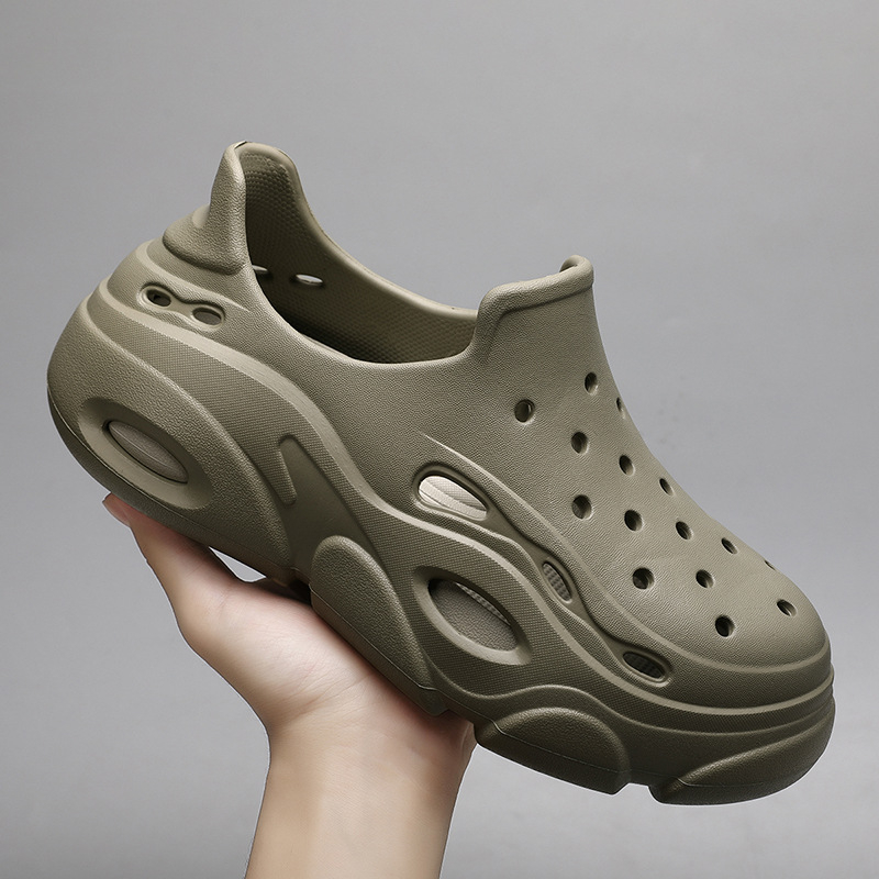 Nyári új férfi Baotou lélegző, alacsony szárú, lyukas cipő, lezser, egyszerű, vastag talpú, lábbeli, strandcipő, egy generációnyi haj