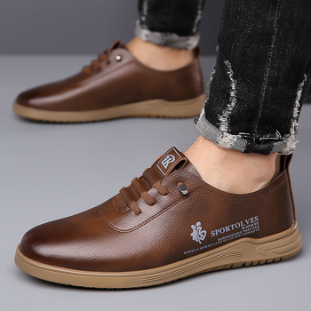 Ανδρικά Παπούτσια Crossborder 2025 Άνοιξη Νέα Ανδρικά Αναπνεόμενα Δερμάτινα Παπούτσια με Μαλακή Σόλα, Αντιολισθητικά, Slip-on, Παπούτσια για Οδήγηση Μπαμπά