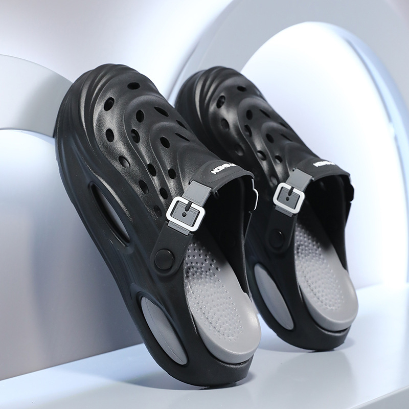 Sandale bărbați de primăvară și vară pentru casă, casual, leneș, respirabil, saboți, confortabili, pentru plajă, îmbrăcăminte exterioară, cu vârfuri în picioare