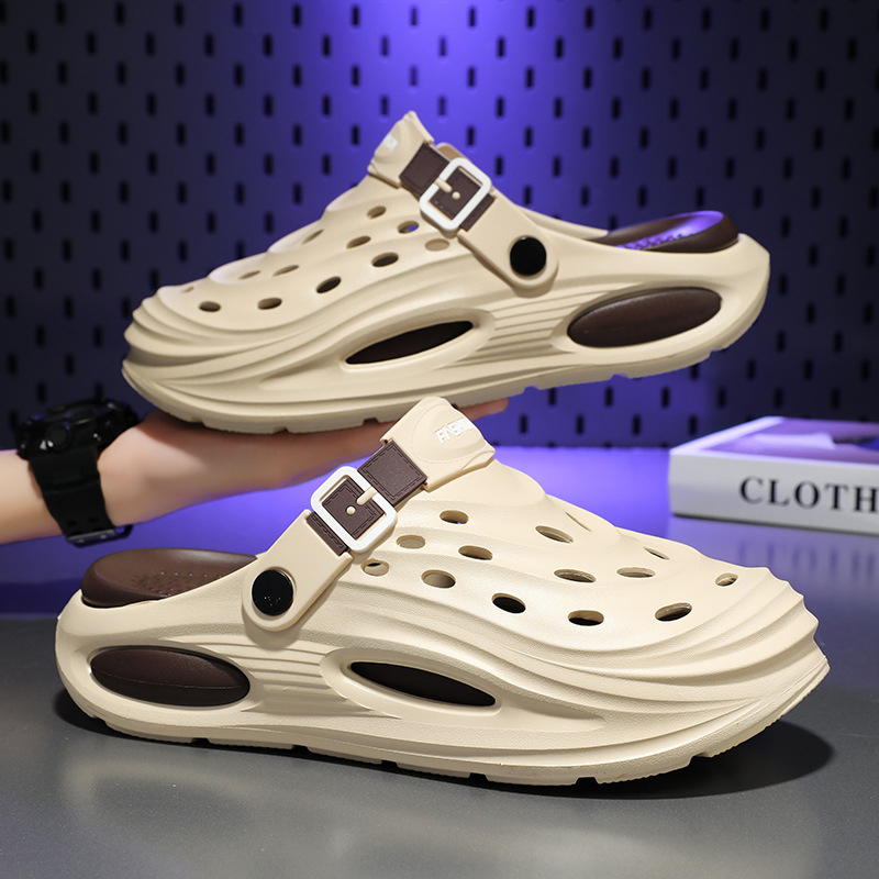 Sandale bărbați de primăvară și vară pentru casă, casual, leneș, respirabil, saboți, confortabili, pentru plajă, îmbrăcăminte exterioară, cu vârfuri în picioare