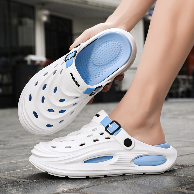 Sandale bărbați de primăvară și vară pentru casă, casual, leneș, respirabil, saboți, confortabili, pentru plajă, îmbrăcăminte exterioară, cu vârfuri în picioare