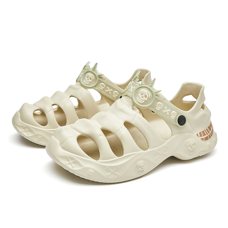 Férfi krokodilcipő, határokon átnyúló, nagy méretű, koponya mintás, kültéri strandcipő, nyári, puha talpú Eva szandál, divatos gázlócipő