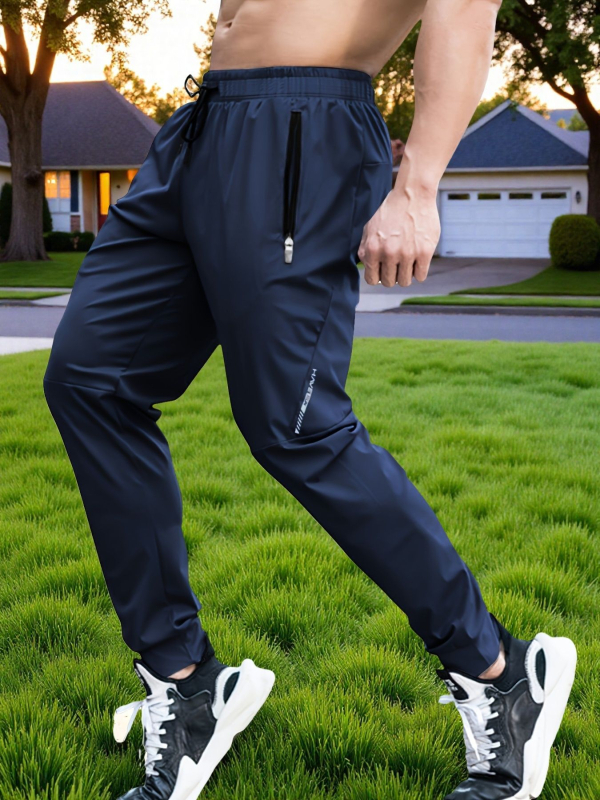 Nyári kültéri jég selyem vékony férfi alkalmi nadrág koreai stílusú gyorsan száradó rugalmas jogger sportnadrág férfiaknak