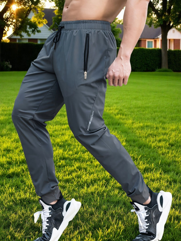 Nyári kültéri jég selyem vékony férfi alkalmi nadrág koreai stílusú gyorsan száradó rugalmas jogger sportnadrág férfiaknak