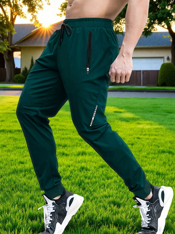 Nyári kültéri jég selyem vékony férfi alkalmi nadrág koreai stílusú gyorsan száradó rugalmas jogger sportnadrág férfiaknak