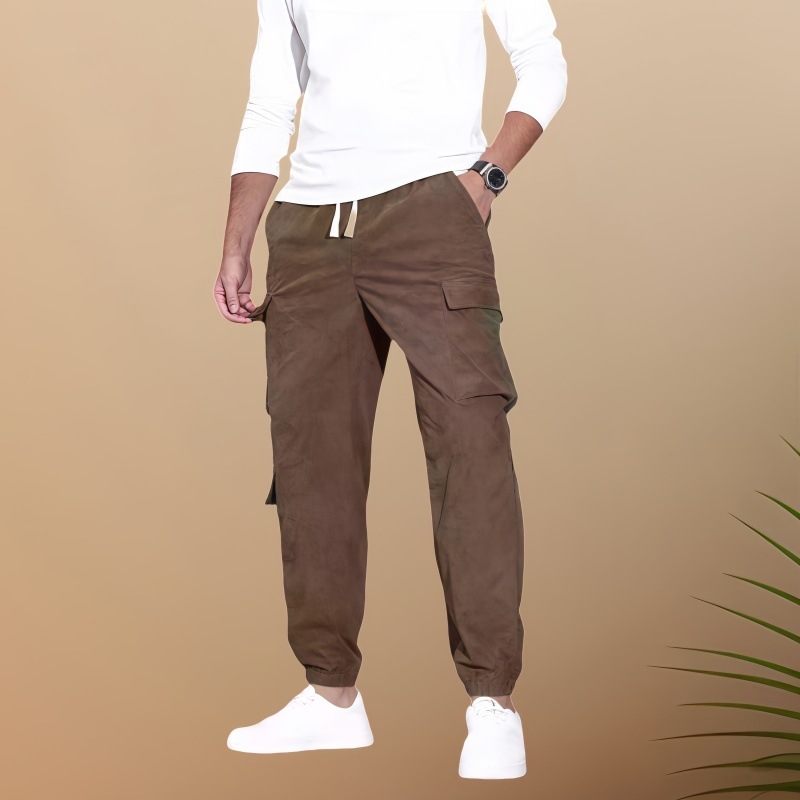 2024-es őszi új, határokon átnyúló férfi lezser overall, férfi egyszínű, többzsebes kordbársony lezser nadrág