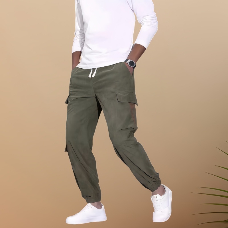 2024-es őszi új, határokon átnyúló férfi lezser overall, férfi egyszínű, többzsebes kordbársony lezser nadrág