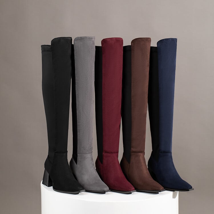 2022 őszi és téli térdig érő csizma női csizma színben illő, rugalmas női csizma külkereskedelem határokon átnyúló plusz 40-48 méret