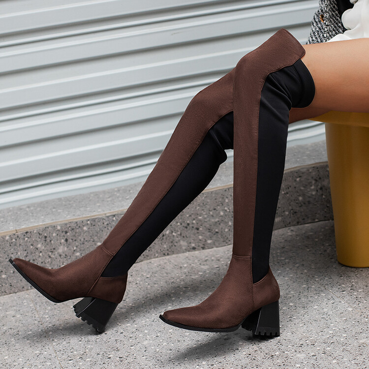 2022 őszi és téli térdig érő csizma női csizma színben illő, rugalmas női csizma külkereskedelem határokon átnyúló plusz 40-48 méret