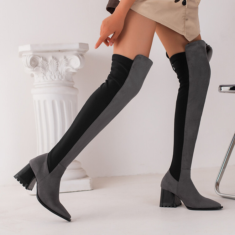 2022 őszi és téli térdig érő csizma női csizma színben illő, rugalmas női csizma külkereskedelem határokon átnyúló plusz 40-48 méret