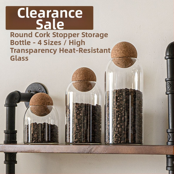 Yiming Cork Στρογγυλή Θερμοανθεκτική Γυάλινη Σκόνη Καφέ σε Σφραγισμένη Δεξαμενή/Μπουκάλι Οικιακής Χρήσης Δεξαμενή Αποθήκευσης Τσαγιού Δημητριακών