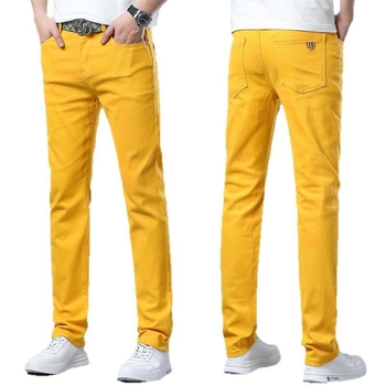 Мъжки Slim-Fit дънки в цвят кафе, пролет 2025, универсални, модерни, ежедневни, еластични, европейски, модни, дълги панталони