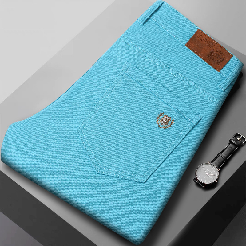 Férfi karcsúsított kávészínű farmernadrág 2025 tavaszi sokoldalú divatos hétköznapi rugalmas európai divatmárka hosszú nadrág