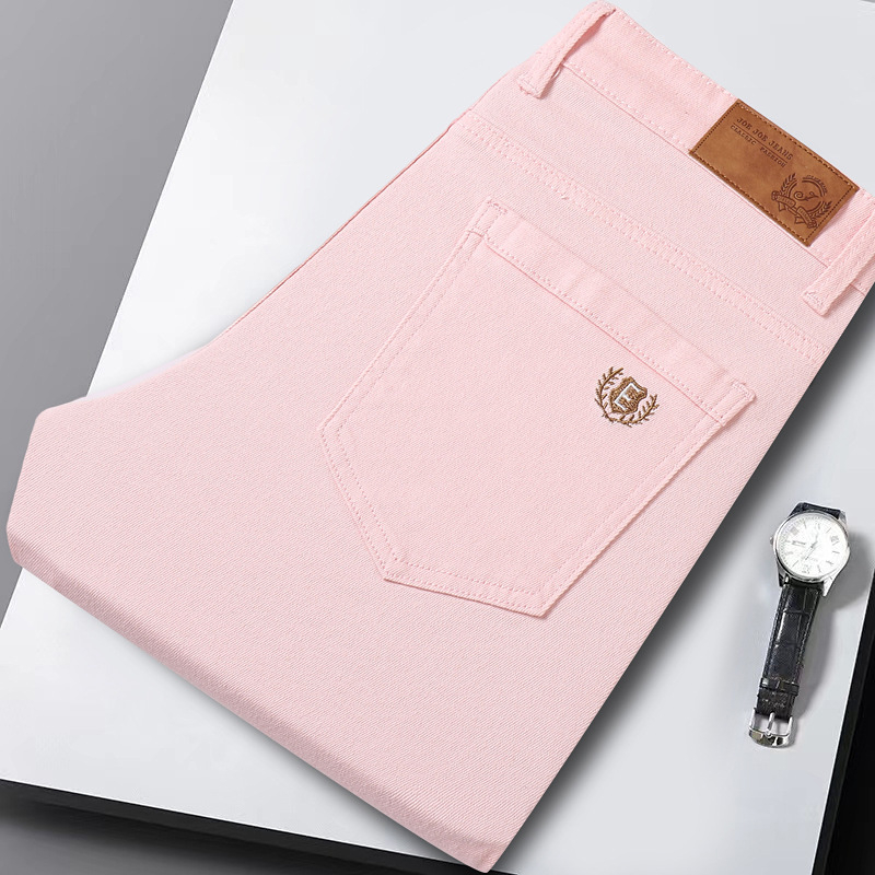 Férfi karcsúsított kávészínű farmernadrág 2025 tavaszi sokoldalú divatos hétköznapi rugalmas európai divatmárka hosszú nadrág