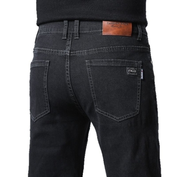 Черни дънки за мъже, пролет/есен 2025, нови еластични тънки, модерни, маркови, прави, универсални, ежедневни, корейски стил, панталони