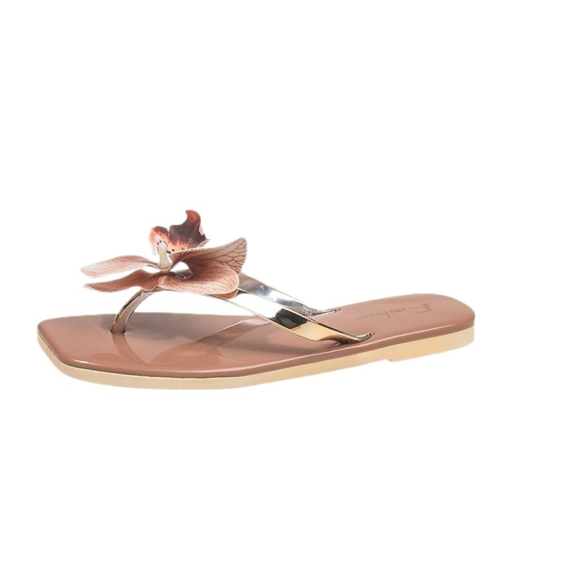 Határokon átnyúló flip-flopok nőknek 2025 új nyári divatos virágmintás flip-flopok hétköznapi strandszandálok nőknek