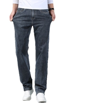 2025 Нови мъжки дънки, свободни прави, еластични, широки крачоли, пролетни и летни, мъжки, светли цветове, ежедневни, пролетни, дълги панталони